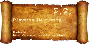 Plavsits Henrietta névjegykártya